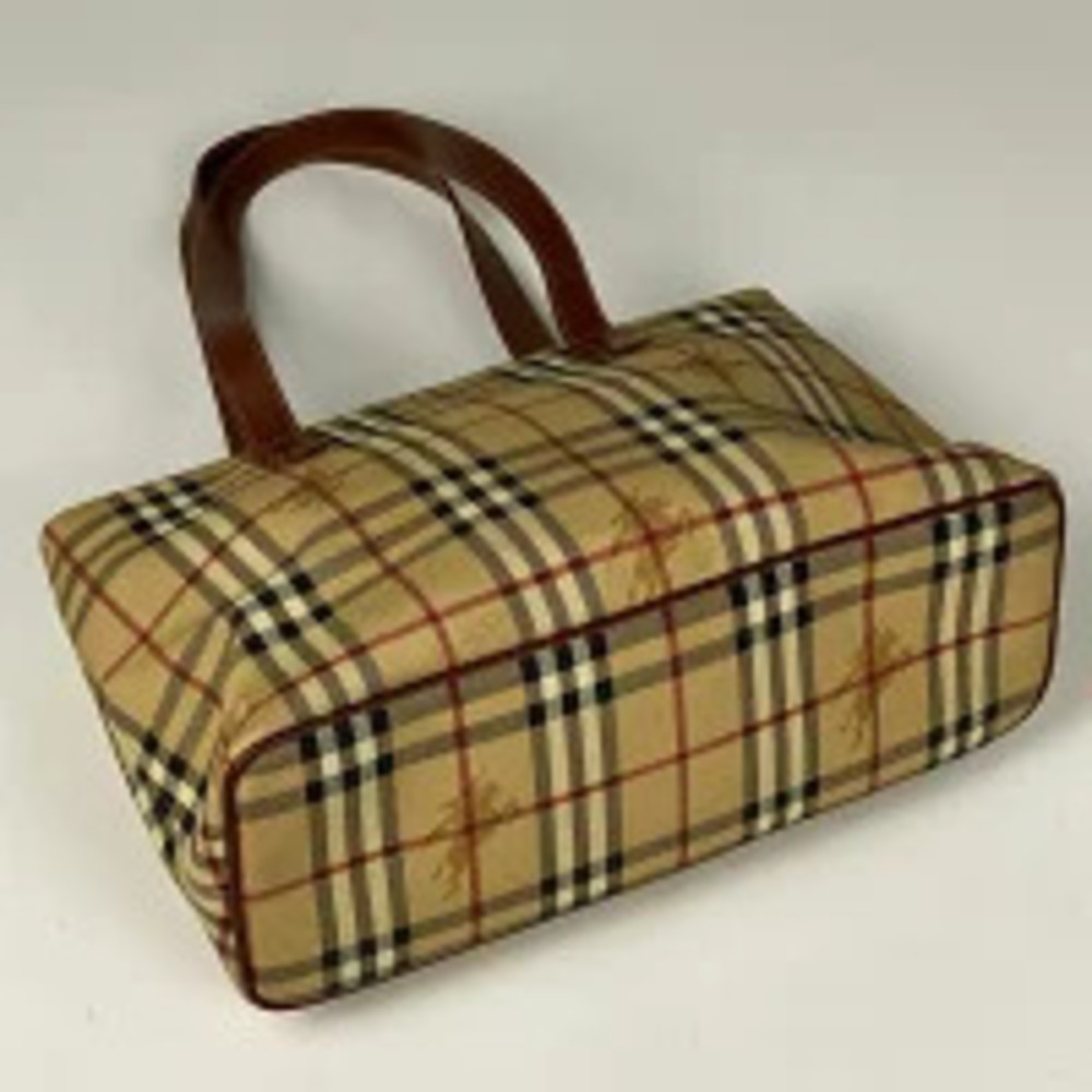 Burberry check bag canvas tote brown shoulder
